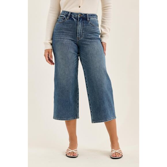 Judy Blue Denim - Judy Blue HW DOTTIE Wide Crop MD Quarry Fade